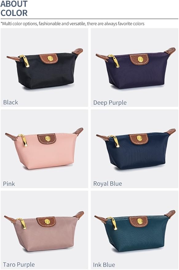 Womens Unique Change Purse Vintage Nylon Zip Coin Wallet Mini Bag (Brown)