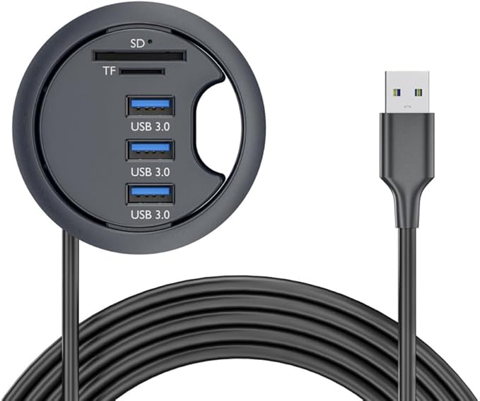 CY USB 3.0 Hub SD TF 3 Port USB 60mm Desk Grommet Splitter Dock Station Micro-SD Card Reader for Desktop PC Desk