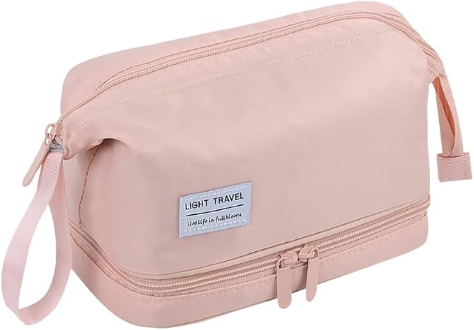 SINLAND Travel Toiletry Bag Water-resistant with Hanging Hook for Womens Large Packing with Waterproof Wet/Dry Compartment Travel Shower Bags Travel Toiletry Organizer Dopp Kit Shaving Bag