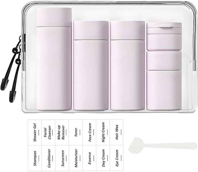 5 Pack Brief and Fashion Travel Bottles TSA Approved, BPA Free Travel Size Containers Refillable Squeeze Bottles for Cosmetic Shampoo Cream Conditioner … (Nordic bean purple)