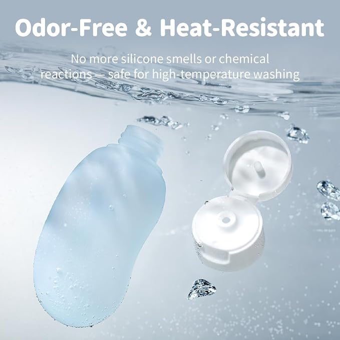 Travel Bottles 4 Pack – 2oz TSA Approved Travel Size Containers, Kidney-Shaped Ergonomic Design with Leak-Proof, Refillable Shampoo & Conditioner Bottles for Cruise & Airplane Travel
