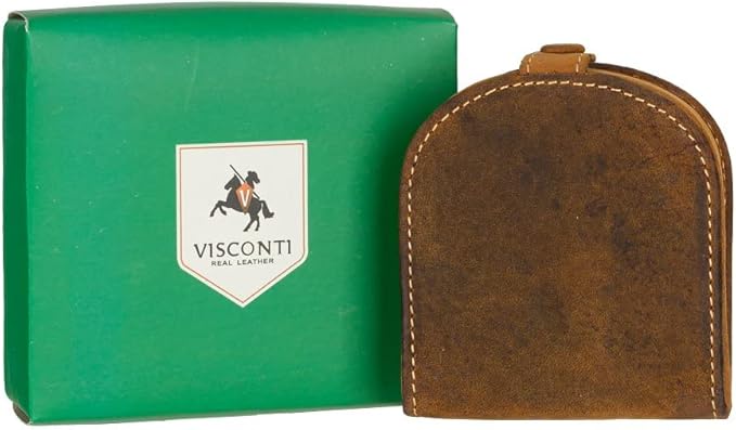 Visconti TRY-5 Smooth Soft Leather Coin Purse Pouch Tray/Money Change Holder (Tan)