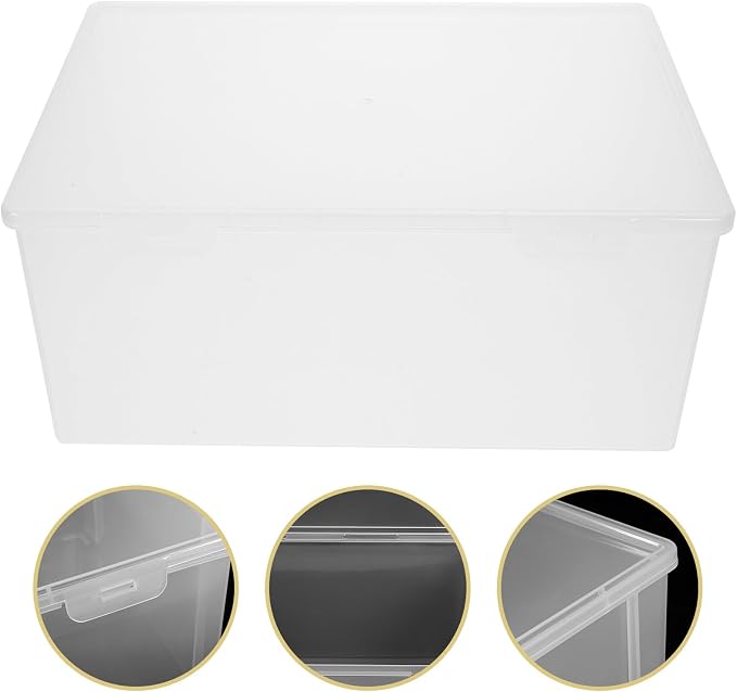 Portable Plastic Document Storage Box with Lid, High Capacity A4 File Organizer for Office and Home, Stackable Desktop File Holder for Certificates and Photo Storage