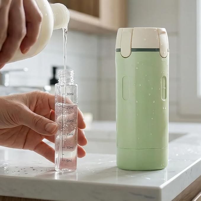 4-in-1 Travel Dispenser Bottle Refillable, 2026 New 4 Pack 30ML Travel Bottles for Toiletries, Leak Proof Travel Size Containers, Shampoo and Conditioner Bottles (Green+White) (Green)