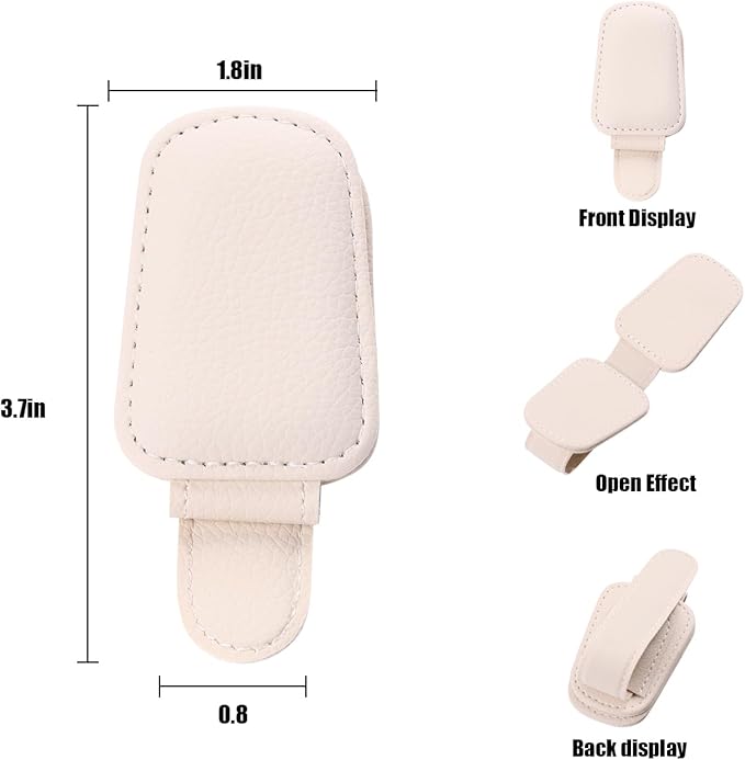 Car Visor Sunglasses Holders,2 Pcs (Beige)