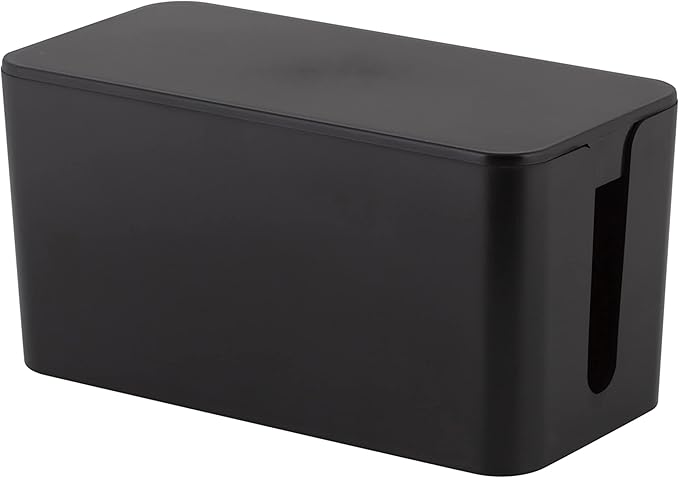 Simplify 2 Pack Cable Organizer Box | Multi-sized | Hidden Storage with Lid | Chargers & Wires | Computer & TV Cords | Black