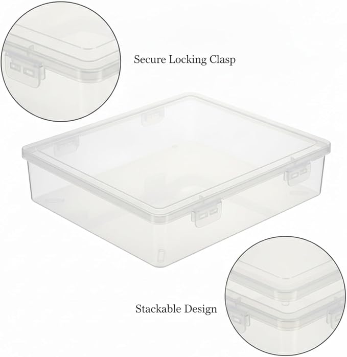 1 Pack Desktop Storage Box with Lid, Slim PP Plastic Organizer for A4 Papers and Office Supplies, Stackable Drawer Tray