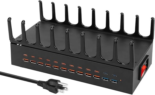 350W Charging Station for Multiple Devices, 24 Ports USB Fast Charging Station, Charger Station Organizer Compatible with Kindle,Tablet, iPad, Charger Station for Home, Office