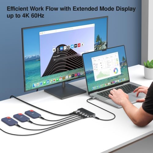 USB-C 5-in-1 Hub Pro Series: 4K 60Hz HDMI, 100W PD Charging, USB 3.0 Data, 20" Detachable Cable. Multiport Adapter for MacBook