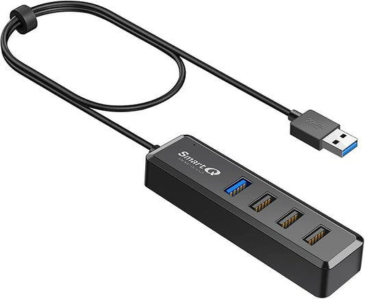 SmartQ 4-Port Hub - 1 USB 3.0 + 3 USB 2.0 Ports for MacBook, Mac Pro, Mac mini, iMac, Surface Pro, XPS, PC, Flash Drive, Mobile HDD, Laptop Extension Cable