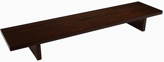 Desky Minimal Monitor Stand – Ergonomic Wood Riser for Single or Dual Monitors, Desk Shelf Organizer to Elevate Screen Height – Dark Walnut Rubberwood