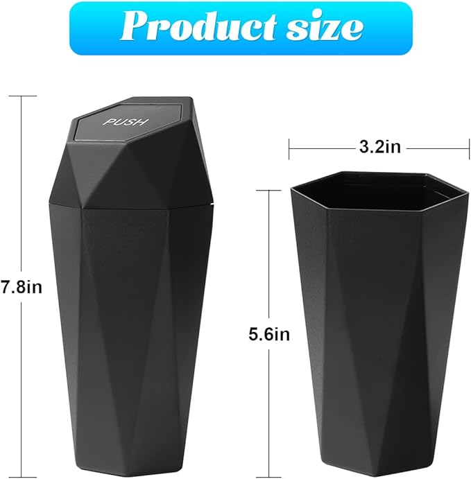 Osilly Car Trash Can with Lid, Leakproof Mini Essential Vehicle Garbage Organizers, Multipurpose Automotive Garbage Storage Organizer Bin Accessories, Universal for SUV, Sedan, Truck