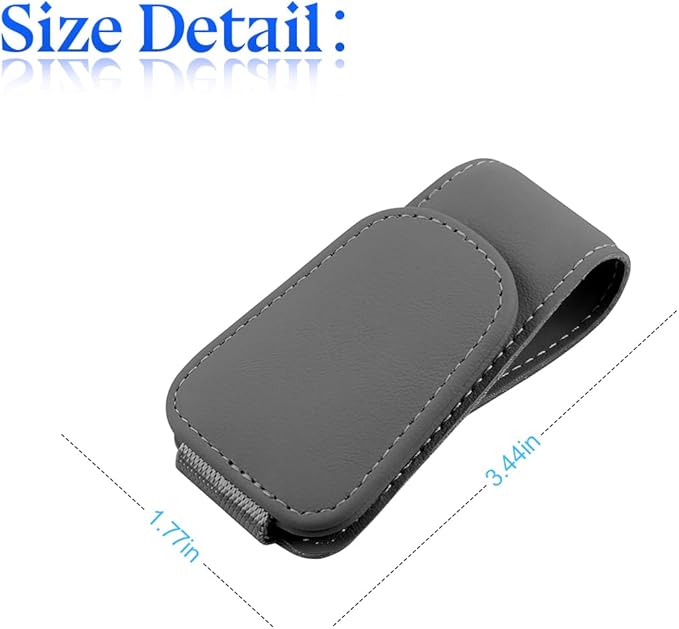 zipelo Sunglasses Holder for Car Sun Visor, Vehicle Magnetic Leather Eyeglass Hanger, Sun Glasses Mount Clip on Visors, Ticket Card Cash Organizer, Auto Interior Accessories (Gray, 1 PCS)