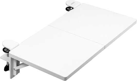 VIVO Clamp-on 24 x 12 inch Foldable Desk Extender, Wrist Support Arm Rest, Office Keyboard Tray, Side Table Extension Attachment, White, DESK-EXT24W