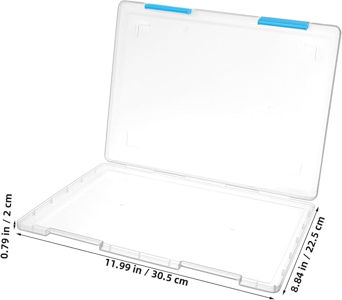 4pcs Clear File Box with Lid Desktop Document Organizer Transparent Plastic Storage Container for Office Paper Blueprint Receipt Filing Space-saving and Stackable Design