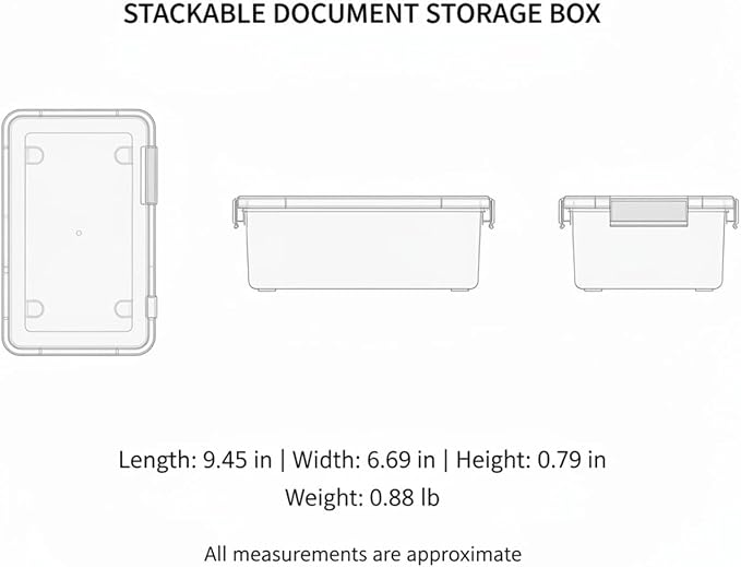 Easy-Access Stackable File Box with Lid, White PP Plastic Document Organizer for Legal Size Papers, Desktop Storage Bin (1 Pack)