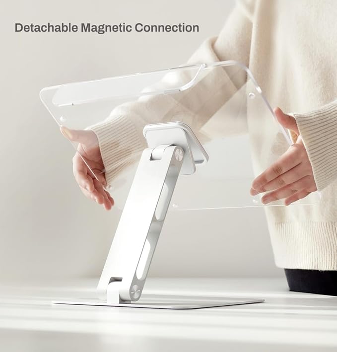MITER 2-in-1 Magnetic Book & Tablet Stand – Detachable Acrylic Holder for Paper Books, Magnetic Mount for iPhone, iPad, Galaxy, Kindle, Boox, e-Reader Adjustable Innovative-Stand (Mini)