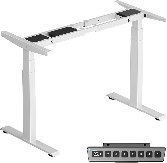 Dual Motor 3-Stage Electric Standing Desk Frame, 242 lbs Load Capacity, 32mm/s Speed, Height Adjustable Sit Stand Desk, Ultra Stable Ergonomic Home Office Workstation White