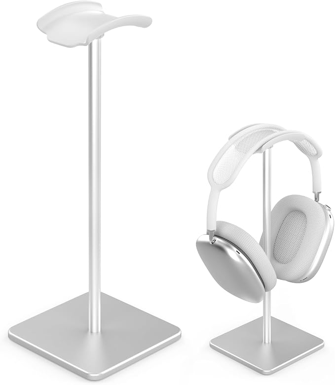 Headphone Stand for Desk - Headset Stand with Aluminum Hanger, Headphone Holder for AirPods Max, Sony, Bose, Beats and More (White)