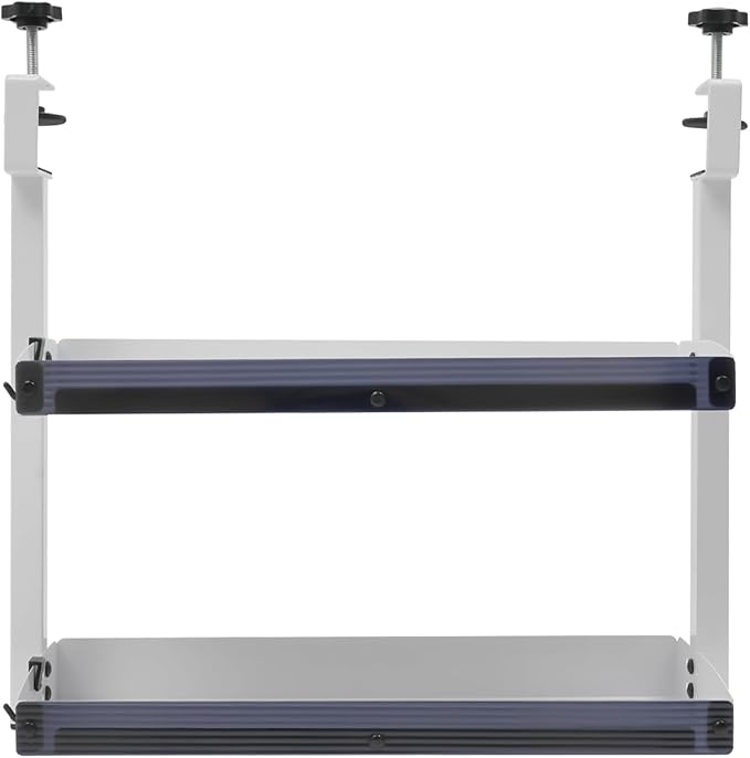 TFCFL Clamp-on Desk Shelf,2-Tier Shelving Unit for Desktop Accessories,Office Organization,Gaming Devices and Dresser Top Organization Storage (White)