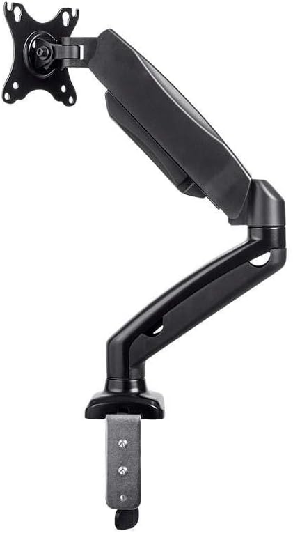 Monoprice Smooth Full Motion Single Monitor Adjustable Gas Spring Desk Mount - for Smaller Screens, Up to 27in Monitors, 14.3 LBS Display Weight, Black
