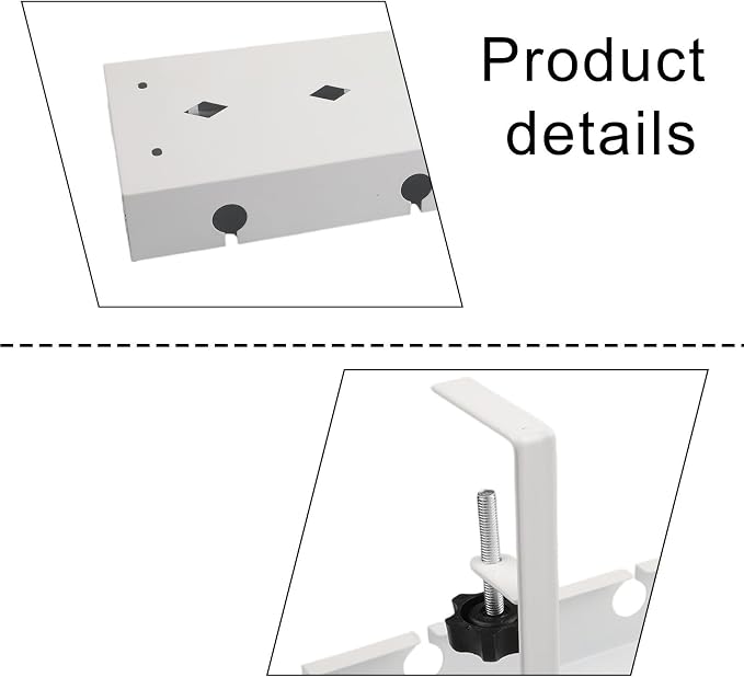 Under Desk Cable Tray with Ventilated Metal Frame for Heat Dissipation, Adjustable Fit for Office Desk and No Drilling Installation Required (White)