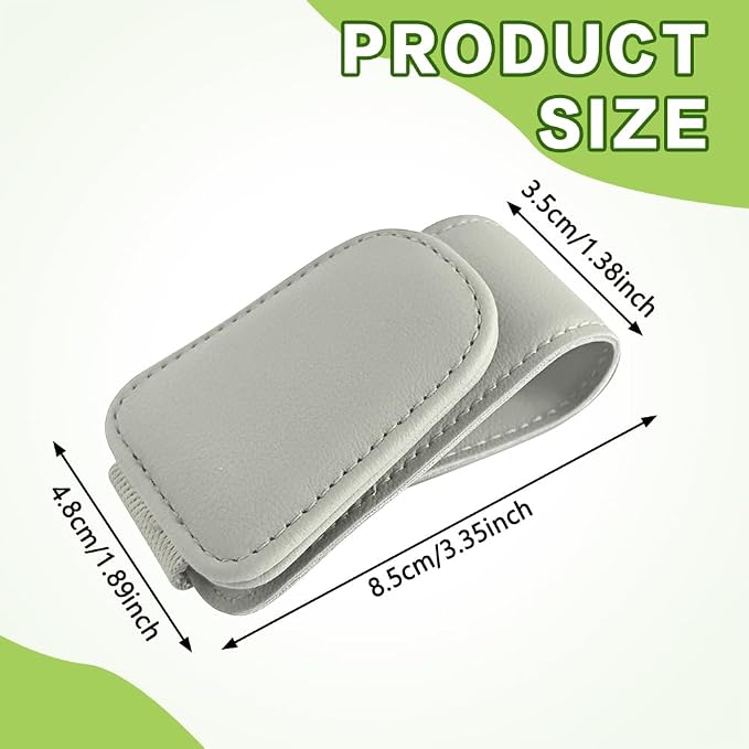 Sunglass Holder for Car, Sunglasses Clip for Car Visor, Magnetic Leather Vehicle Eyeglass Hanger Clip, Auto Ticket Card Glasses Organizer Clamp Accessories for SUV Sedan (Light Beige)