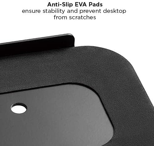 Mount Plus MP-XMA-06 Steel Monitor Mount Reinforcement Plate for Thin, Glass Table | Other Fragile Tabletop | Steel Bracket Plate Fits Most Monitor Stand C Clamp Installation in Black Color