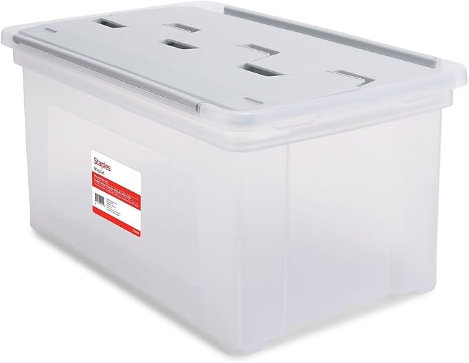 STAPLES Wing Lid File Totes, Letter Size, Clear, 2/Pack
