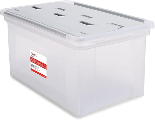 STAPLES Wing Lid File Totes, Letter Size, Clear, 2/Pack