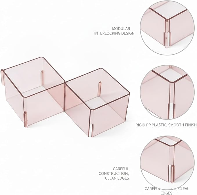 Modular Drawer Dividers Set of 6, Adjustable PP Plastic Organizers for Desk, Kitchen, and Dresser Drawers, 12.6 x 9.4 x 2.4 Inches (Set of 6)