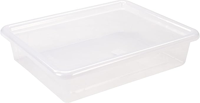 Storex Letter Size Deep Storage Tray – Organizer Bin for Classroom, Office and Home, Transparent, 5-Pack (62566U05C)