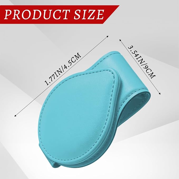 Sunglasses Holders for Car Visor, PU Leather Car Organizer, Magnetic Glasses Holder and Ticket Card Clip, Multi-Functional Auto Sun Visor Eyeglass Holder for Most Vehicles (Blue)