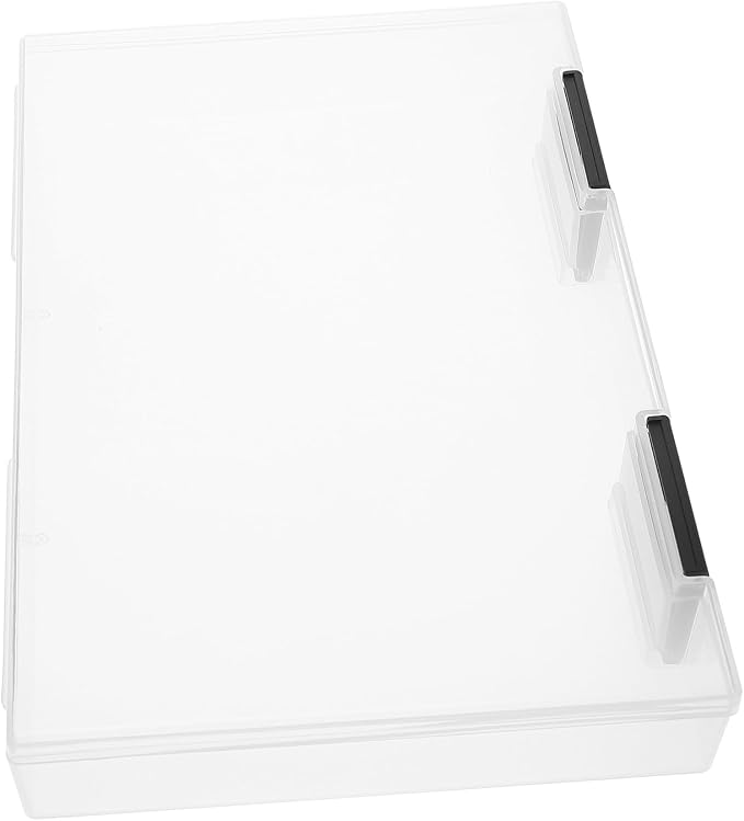 A5 Thickened Plastic Document Storage Box with Dustproof Lid, Portable Office File Organizer for Desktop Use, Black Document Holder for Paperwork and Receipt Management