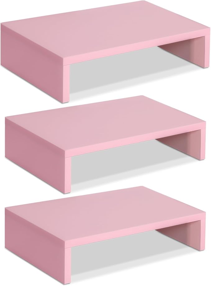 3 PCS Pink Monitor Stand Wood
