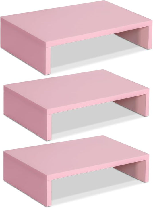 3 PCS Pink Monitor Stand Wood
