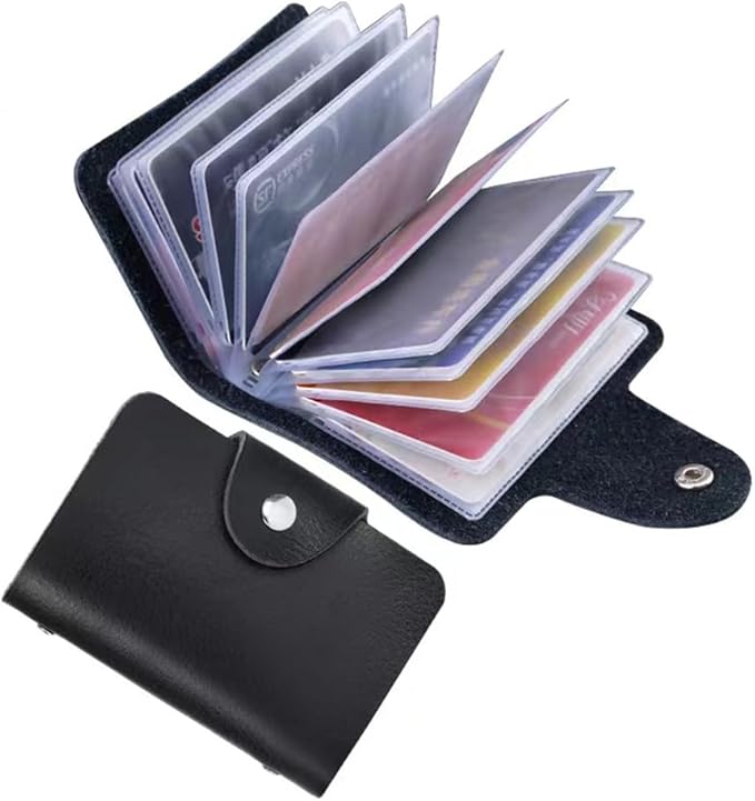 K Y KANGYUN 2 pack Credit Card Holder for Woman kids,Credit Card Organizer Transparent Plastic, Small Credit Card Holder Protector Sleeve- Unisex（Black&Orange）