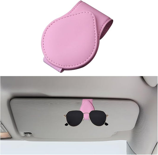 Mandark Magnetic Sunglass Holder for Car Visor, Leather Vehicle Eyeglass Hanger Clip, Automotive Interior Ticket Card Glasses Organizer Clamp Accessories, Universal for SUV, Sedan, Truck(Pink)