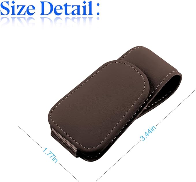 zipelo Sunglasses Holder for Car Sun Visor, Vehicle Magnetic Leather Eyeglass Hanger, Sun Glasses Mount Clip on Visors, Ticket Card Cash Organizer, Auto Interior Accessories (Brown, 1 PCS)