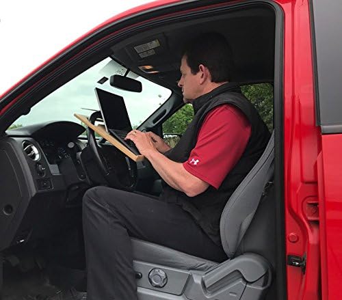 The Notebook steering wheel desk measures 15??× 13 1/8.??This compact WheelDesk provides a stable surface for most laptops, tablets, phones, or paperwork.