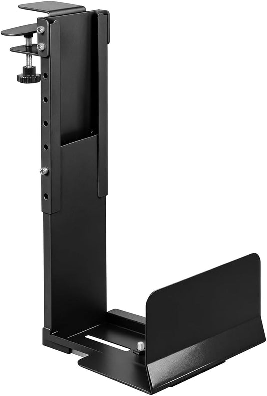 TooCust Adjustable Under Desk PC Mount, Heavy Duty No Drilling Clamp Mount on Desk Fits Most PC Tower 14.5”-22.4” (H) , Thickened & Ultra Strong CPU Holder for Standing Desk & Home Office, Black