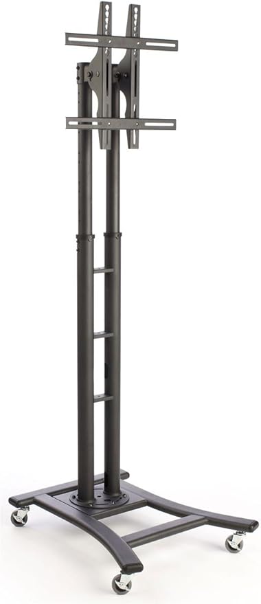 Mobile TV Stand with Wheels for LCD, Plasma or LED Monitors Between 32 and 65 inches, Height-Adjustable - Black