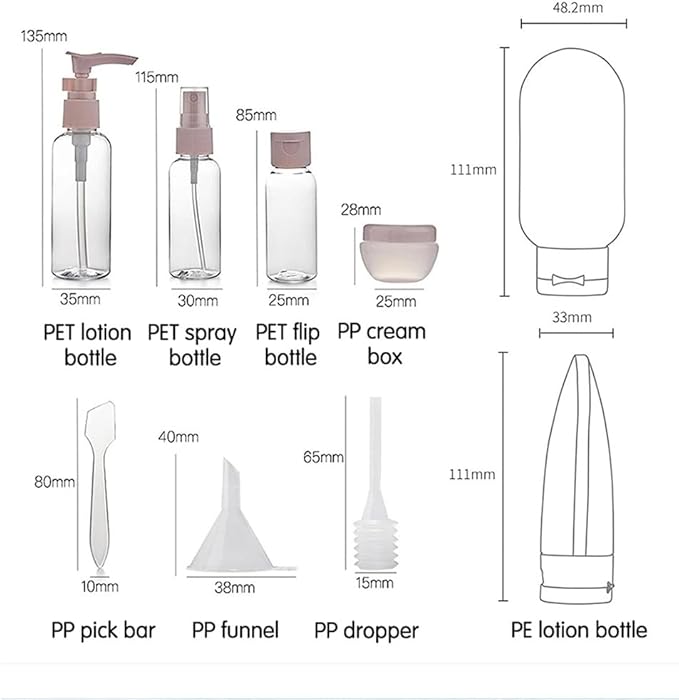 12pack Travel Bottles for Toiletries, TSA Approved Travel Size Toiletries Containers, Travel Bottles Set with Labels Leakproof Squeezable Refillable Airplane Travel Accessories
