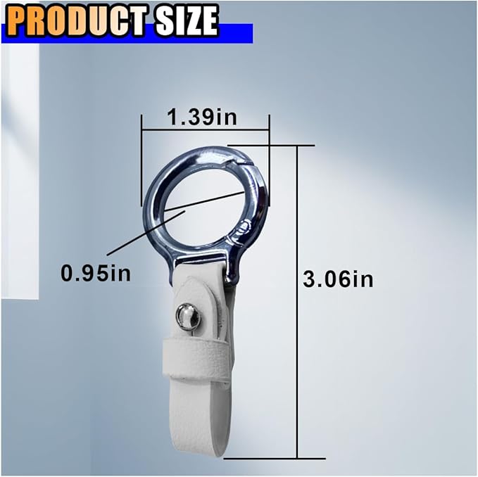 GLSOWEE Carabiner Key Ring Clip, Car Fob Key Keychain Holder Car Keychain Clip for Men Women, Key Ring Belt Holder (White)