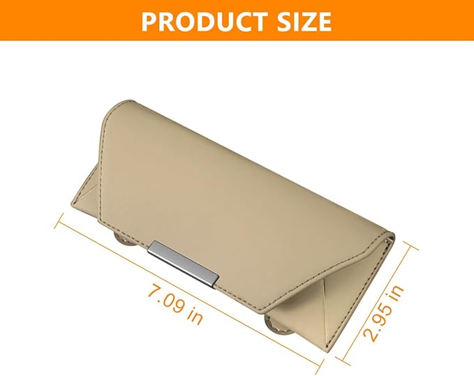 Osilly Car Sunglasses Holder, Sun Visor Eyeglasses Protective Storage Case with Hidden Magnetic Closure, Leather Automotive Glasses Organizer Box, Universal Vehicle Interior Accessories (Beige)