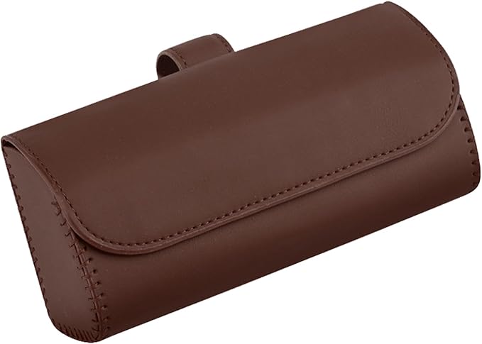 Augeny Sunglasses Holder for Car Sun Visor, Leather Auto Eyeglasses Storage Case with Hidden Magnetic Closure, Protective Glasses Organizer Box, Vehicle Visor Accessories for Woman Man (Brown)