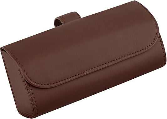 Augeny Sunglasses Holder for Car Sun Visor, Leather Auto Eyeglasses Storage Case with Hidden Magnetic Closure, Protective Glasses Organizer Box, Vehicle Visor Accessories for Woman Man (Brown)