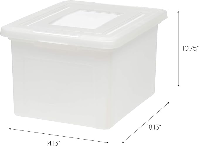 IRIS USA File Box, Plastic File Organizer with Lids for Letter/Legal File, Portable Document Box For Moving, Storage Bin with Durable and Secure Lid, Stackable Nestable BPA-Free, Pearl 35 Qt. 8 Pack