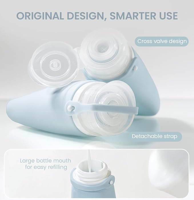 Travel Bottles for Toiletries, TSA Approved 2oz Container, High-Effeiciency Leak-Proof Ultrasonic Technology, Silicone Refillable Squeezable Travel Accessories for Shampoo Conditioner Lotion (3 Pcs)