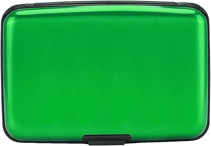 ELFISH RFID Blocking Credit Card Protector Aluminum ID Case Hard Shell Business Card Holders Metal Wallet for Men or Women (green)